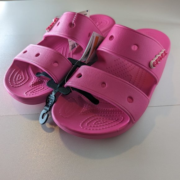 Crocs Unisex-Adult Classic Sandal Slide - Electric Pink - Men 8/ Women 10 - Picture 1 of 4